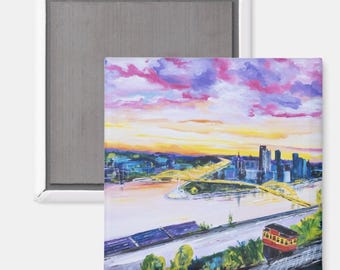 Pittsburgh Incline over the City Small Magnet