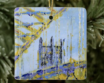 Steel and Cables Ceramic Christmas Ornament