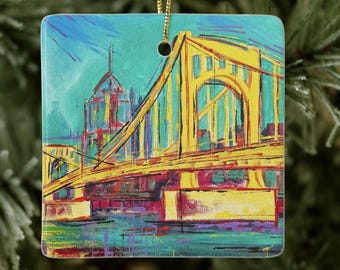 Teal Ceramic Christmas Ornament