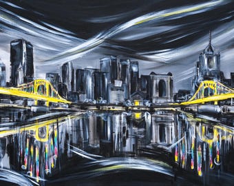 Black and Yellow Pittsburgh Giclee Art Print