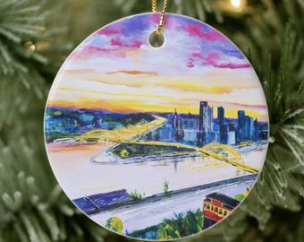 Metal Pittsburgh Ornament-Incline over the City