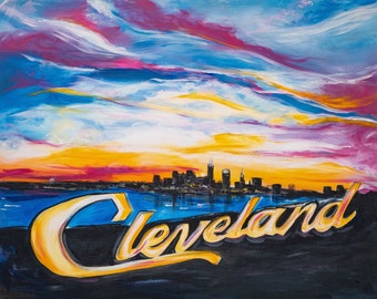 Cleveland Skyline Giclee Art Print
