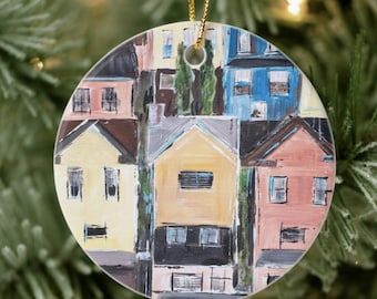Metal Pittsburgh Ornaments-Row Houses