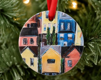 3.5" Pittsburgh Row Houses Aluminum Ornament