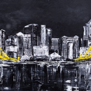 Black and Gold Pittsburgh Giclee Art Print