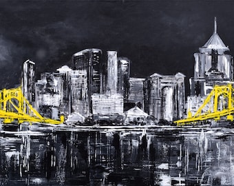 Black and Gold Pittsburgh Giclee Art Print