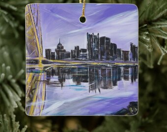 Purple Sky Ceramic Christmas Ornament