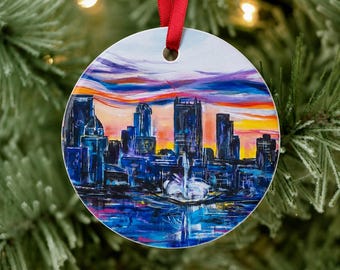 3.5" Vivacious City  Aluminum Ornament