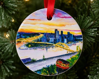 3.5" Incline over the City Aluminum Ornament
