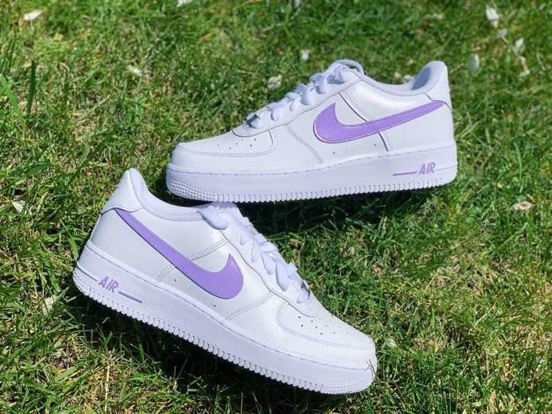 Lilac custom shoes nike air force 1 personalised shoes | Etsy