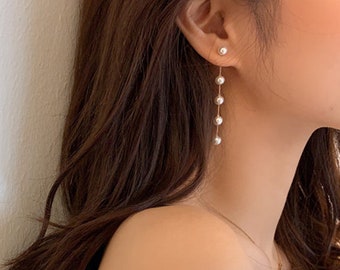 long earrings with pearl