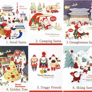 Vergoldetes koreanisches Weihnachtskarten-Set - Süßer Lustiger Weihnachtsmann Koreaner