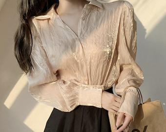 Shiny Blouse  - Korean Fashion