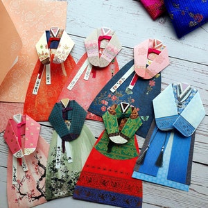 Tarjeta Hanbok Coreana - Tarjeta especial con forma de ropa tradicional coreana