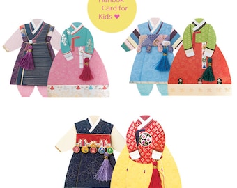 Korean Kids Hanbok Card - Korean Traditional Clothes Shape Special Card