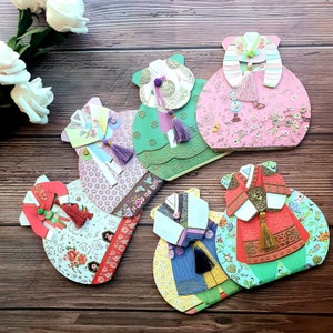 Koreaanse Lucky Bag & Hanbok-vormige envelop - Traditionele 3D-goudfolie speciale envelop