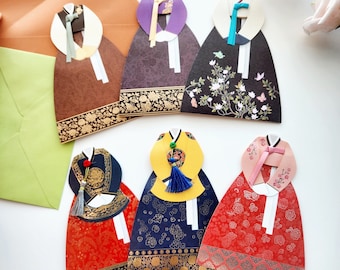 Korean Hanbok Card NEW - Korean Traditional Clothes Shape Special Card