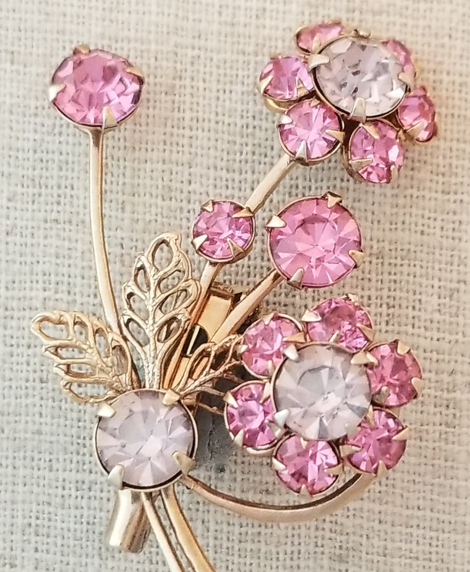 Vintage Delicate Pink & Cream Floral Brooch Pink Crystal And Porcelain Rose Brooch – 1928 Jewelry main image 4