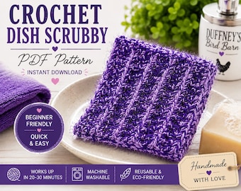 Patrón para estropajo de cocina de ganchillo, ideal para principiantes (descarga en PDF)