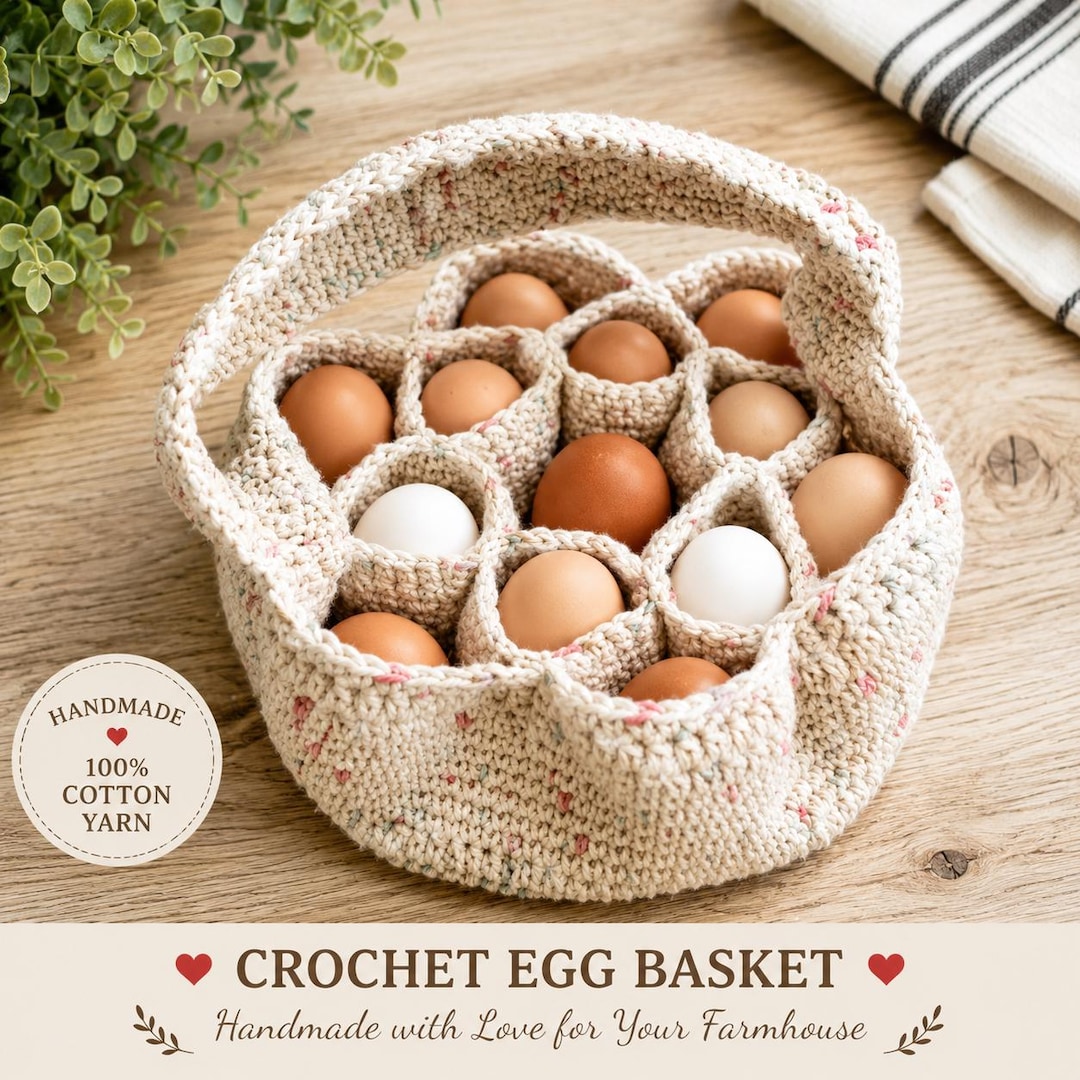 Bakers Dozen Egg-cellent Basket | Crochet Egg Gathering Basket