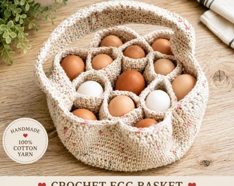 Cesta para huevos Bakers Dozen / Cesta de ganchillo para recoger huevos / Regalo para criadores de gallinas / Soporte para huevos frescos de granja