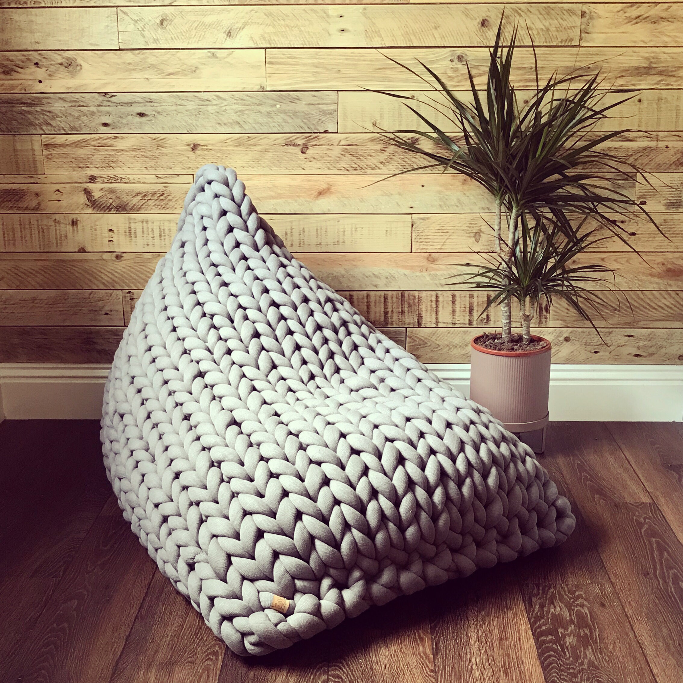 Chunky Knitted Bean Bag Etsy