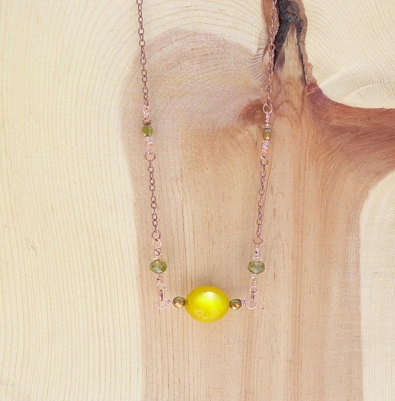 Long Beaded and Copper Necklace