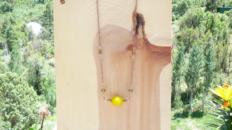 Long Beaded and Copper Necklace