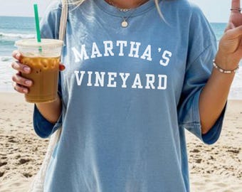 Marthas Vineyard Comfort Colors T-Shirt | Coastal Massachusetts Tee | Cape Cod Island Shirt | Preppy Unisex Summer Outfit | Vineyard Gift