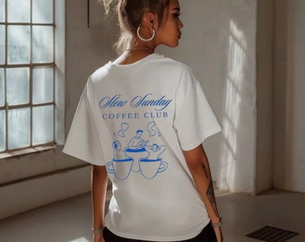 Slow Sunday Coffee Club T-Shirt - Cozy Unisex Coffee Lover Tee - Relaxed Fit Graphic Shirt | Comfort Colors