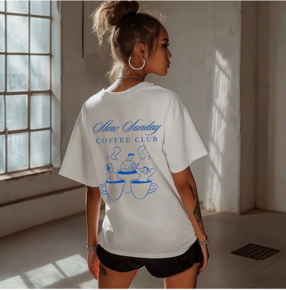 Slow Sunday Coffee Club T-Shirt - Cozy Unisex Coffee Lover Tee - Relaxed Fit Graphic Shirt | Comfort Colors