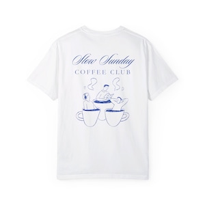 Slow Sunday Coffee Club T-Shirt - Cozy Unisex Coffee Lover Tee - Relaxed Fit Graphic Shirt | Comfort Colors image 4