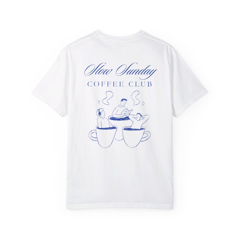 Slow Sunday Coffee Club T-Shirt - Cozy Unisex Coffee Lover Tee - Relaxed Fit Graphic Shirt | Comfort Colors image 4