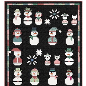 Snow Folks Quilt pdf pattern. 59&quot; X 50&quot;.