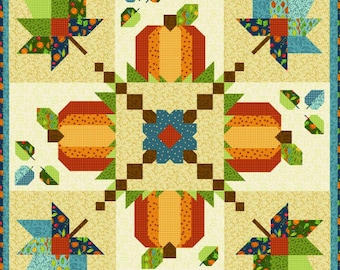 Patrón de colcha Pumpkin Lane de 42" x 52" (PDF)