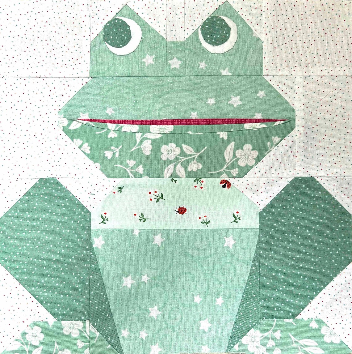 Frog Quilt Block Pattern PDF – 10” Patchwork Frog – Whimsical Animal ...