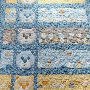 Baby Bear Quilt pdf pattern. 42"x34"
