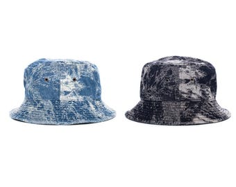 100% cotton tie dye denim bucket hats