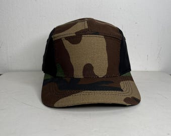 5 Panel Camouflauge Cap 100% Cotton w/adjustable leather strap