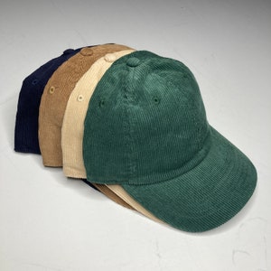 Gift Holiday Valentine's Day - Corduroy Dad Hat - Low Profile - Green, Khaki, Cream & Navy W/ Brass Closure 100% cotton