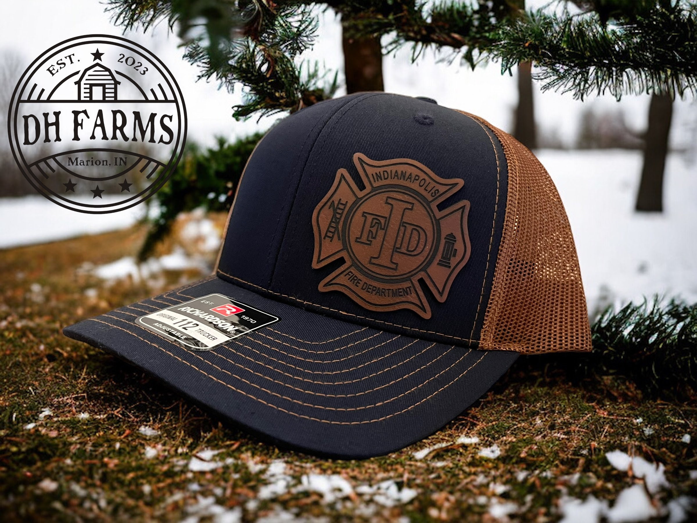 Indianapolis Fire Department Hat IFD Leather Patch Richardson 112 Trucker Hat Custom Fire Dept Hat Patch Firefighter Engine Co Patch Etsy