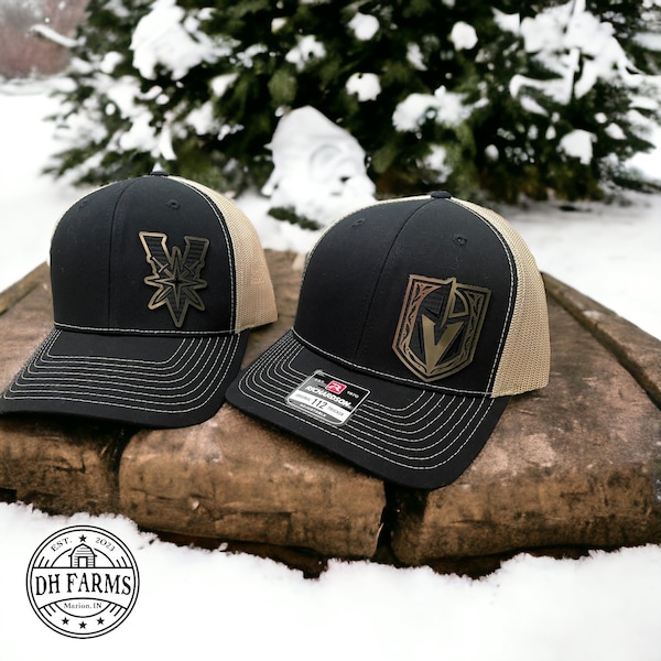 VGK Black and Gold Trucker Hat, Vegas Golden Knights, Hockey, Go Knights Go, Richardson 112, Trucker Hat, Custom Gold Hat Patch, Vegas