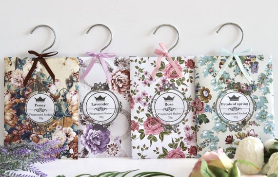 10-Pieces: Scented Sachets for Drawers and Closet Air Freshener Sachets with Home Hanger