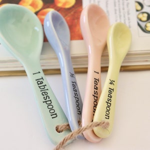 Ceramic Measuring Spoon Set, Measuring Spoons, Measuring Cups, Baking, Cute Ceramics, kitchen Decor, Vintage, Housewarming Gift