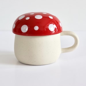 Ceramiczny kubek w kształcie grzyba z pokrywką, kubek do kawy, kubek do herbaty, uroczy ceramiczny, prezent dla miłośników kawy i herbaty