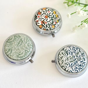 Pill Box With Mirror, | Pills Organiser | Medicine organiser | jewellery trinket | William Morris
