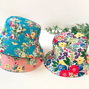 Cotton Linen Foldable Bucket Hat for Women, Floral Fedora Wide Brim Cotton Summer Hat,Women main image 3