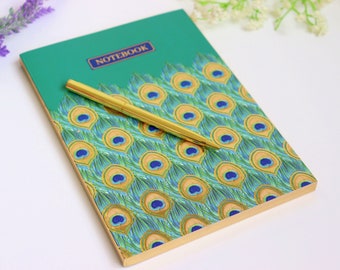A5 Peacock Notebook With Lined Pages, Journal, Planner, Travel journal Diary, Gift For Her