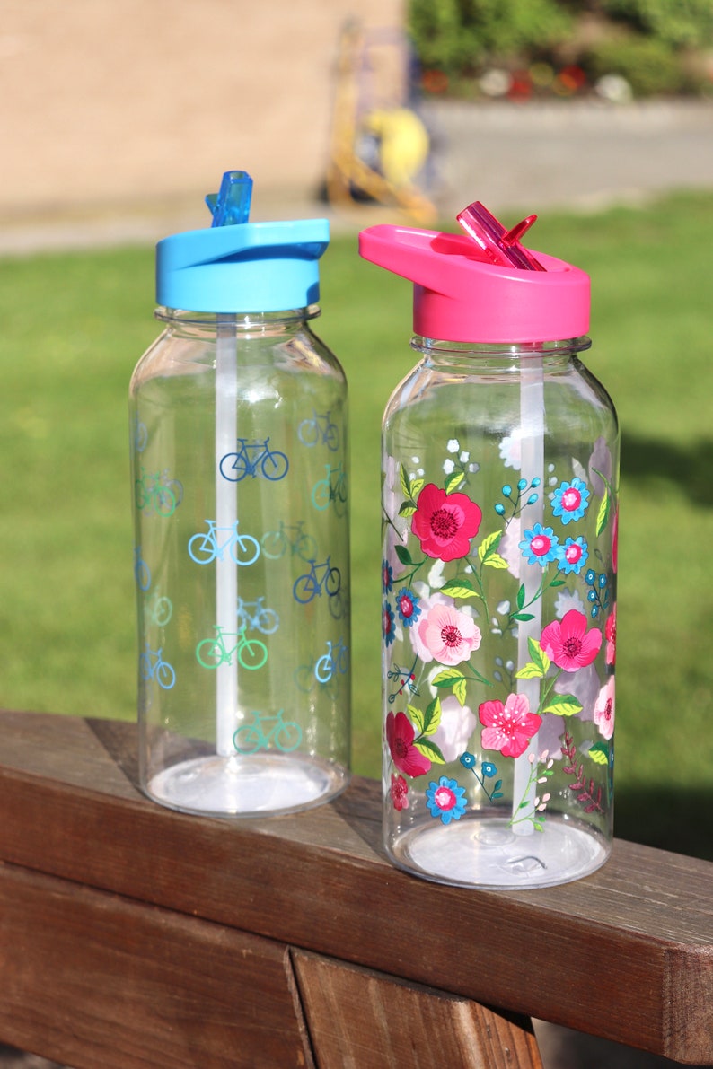 Water Bottle, Reusable 1 Litre Water Bottle With Flip Straw, Hydration Bottle, Various Designs Available, Gift, Wild Flowers image 8