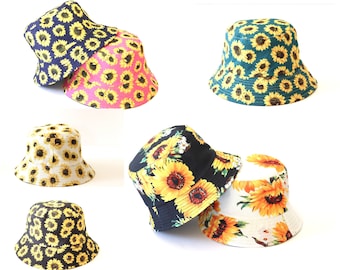 Bucket Hat, Sunflower Bucket Hat, Reversible Sun Hat, Sunflower, Hat, Summer Hat, 100% Cotton, Beach Hat